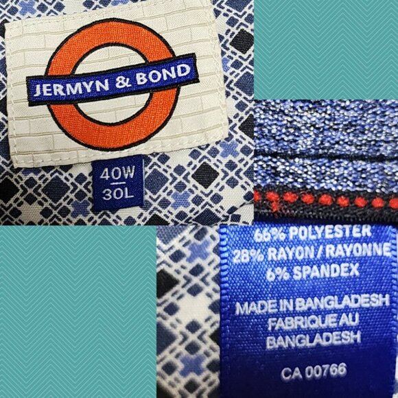 Jermyn & Bond Heathered Navy Straight Leg Trousers - Picture 6 of 6